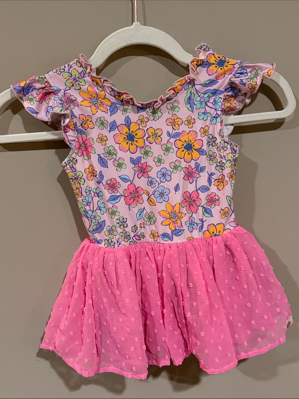 cheeky plum Pink Floral Dance Dress with Ruffle Sleeves